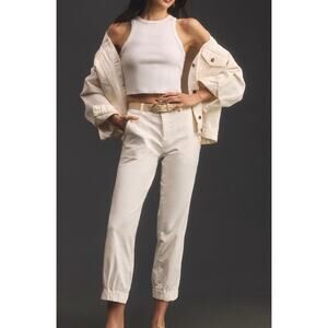 Anthropologie The Richie Slim Jogger Pant White Tencel Size  4 Stretch